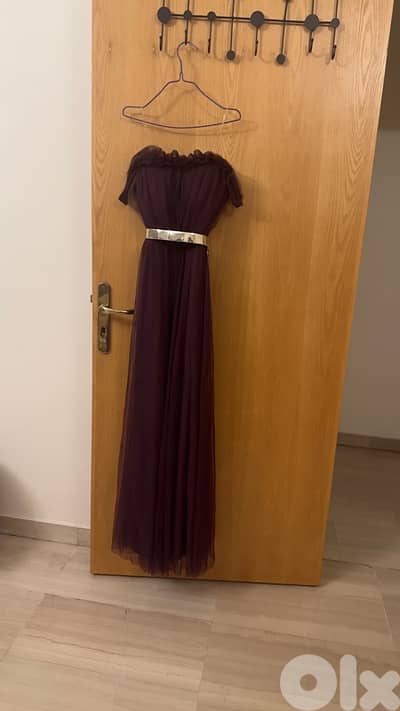 wine purple wedding guest dress off shoulder dress