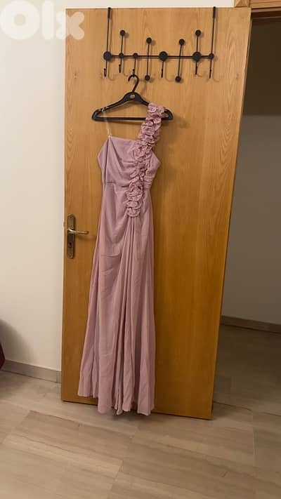 body rose one shoulder wedding guest dress