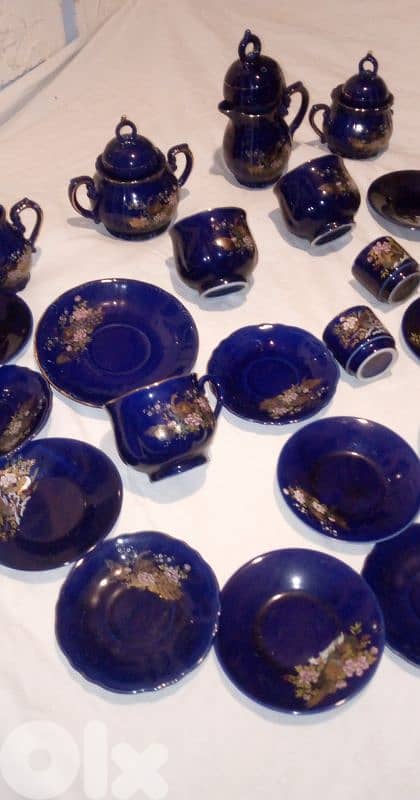 ٢٥ قطعة ياباني اصلي بورسلان ازرق كوبالت 1