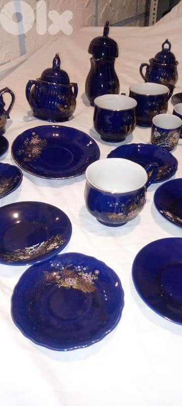 ٢٥ قطعة ياباني اصلي بورسلان ازرق كوبالت 2
