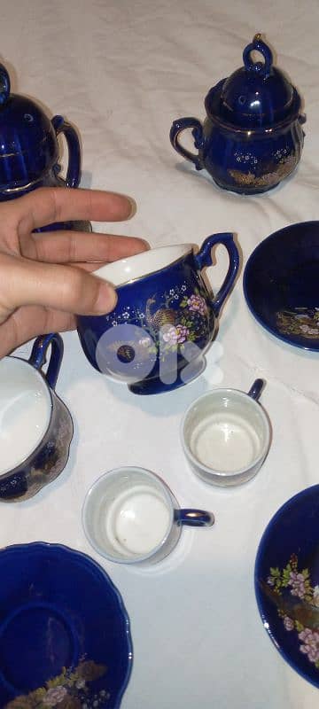 ٢٥ قطعة ياباني اصلي بورسلان ازرق كوبالت 3