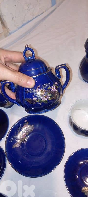 ٢٥ قطعة ياباني اصلي بورسلان ازرق كوبالت 4