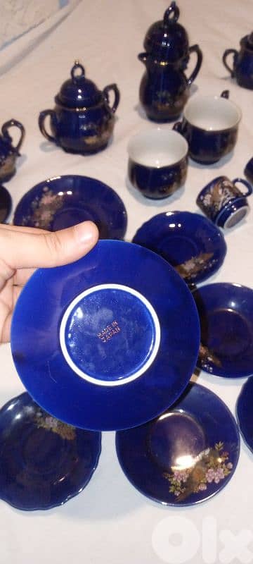 ٢٥ قطعة ياباني اصلي بورسلان ازرق كوبالت 5