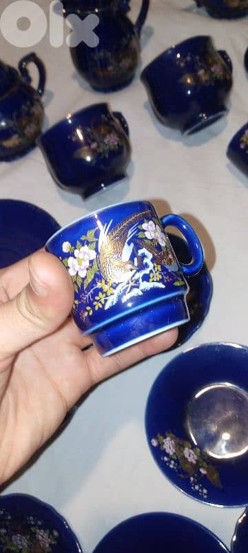 ٢٥ قطعة ياباني اصلي بورسلان ازرق كوبالت 7