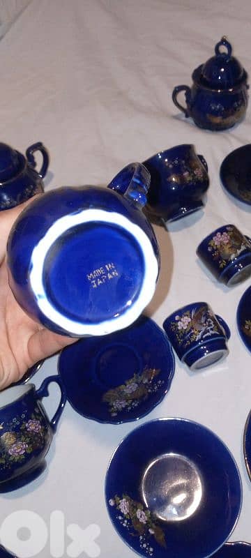 ٢٥ قطعة ياباني اصلي بورسلان ازرق كوبالت 9