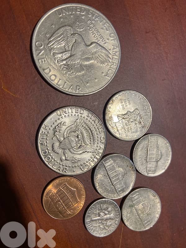 مجموعة عملات أمريكية أصلية متنوعة – One Dollar, Half Dollar, Cents … 2
