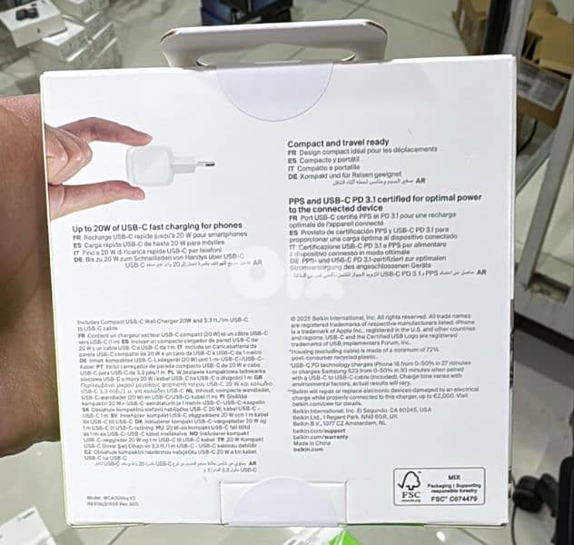 Belkin Boostcharge compact usb-c wall charger 20w 2pin 1