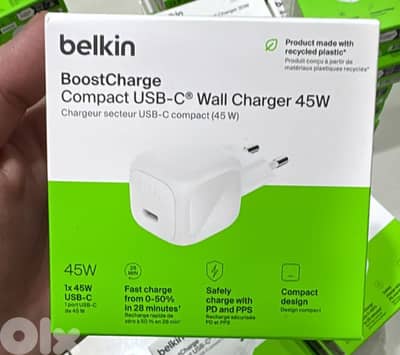 Belkin Boostcharge compact usb-c wall charger 45w 2pin white