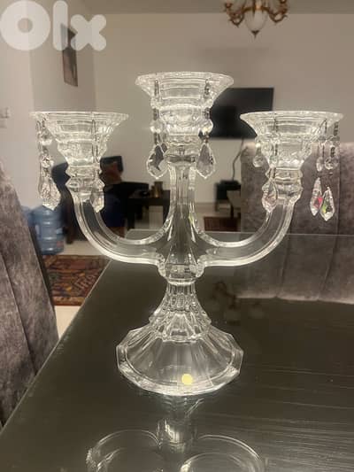 شمعدان كرستال اصلي درجه اولى كرستال جديد عدد 1 ارتفاع 32cm