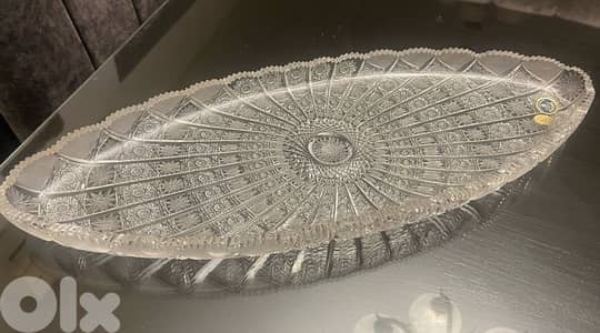 صحن كرستال بوهيمي كبير الحجم نقش ناعم درجه اولى عدد ١ 20cm * 54cm