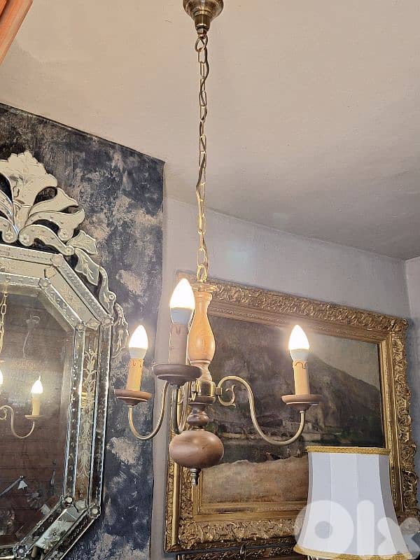 flemish wood and bronze chandelier 1
