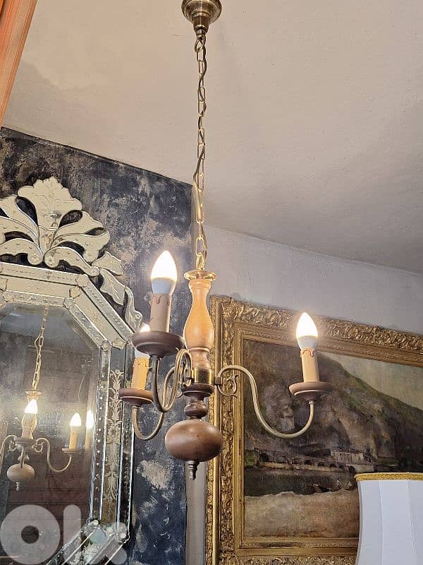 flemish wood and bronze chandelier 2