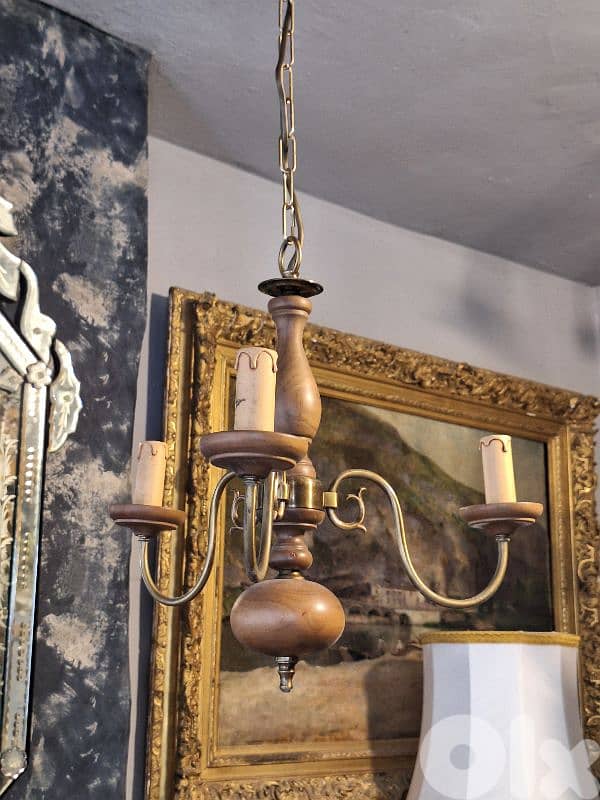 flemish wood and bronze chandelier 3