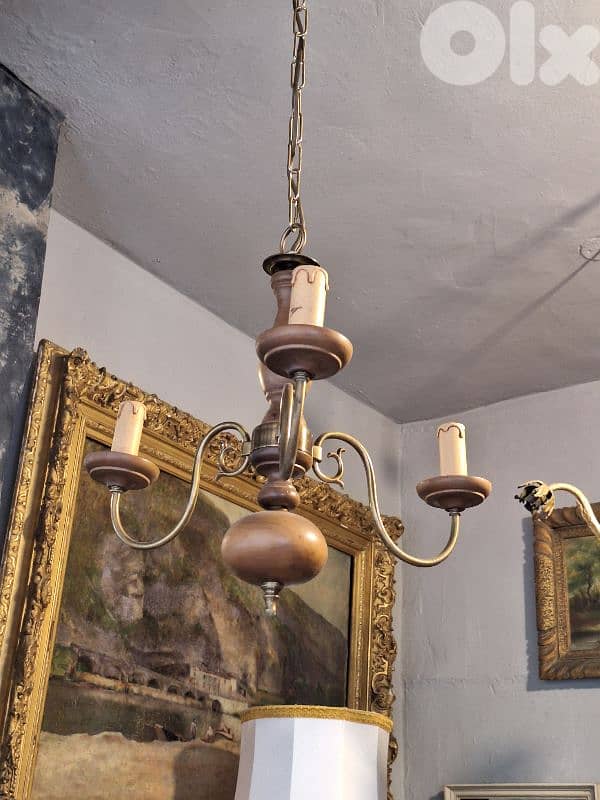 flemish wood and bronze chandelier 4