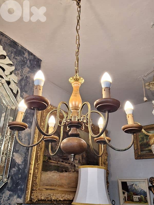 antique flemish 6 lamps chandelier 1
