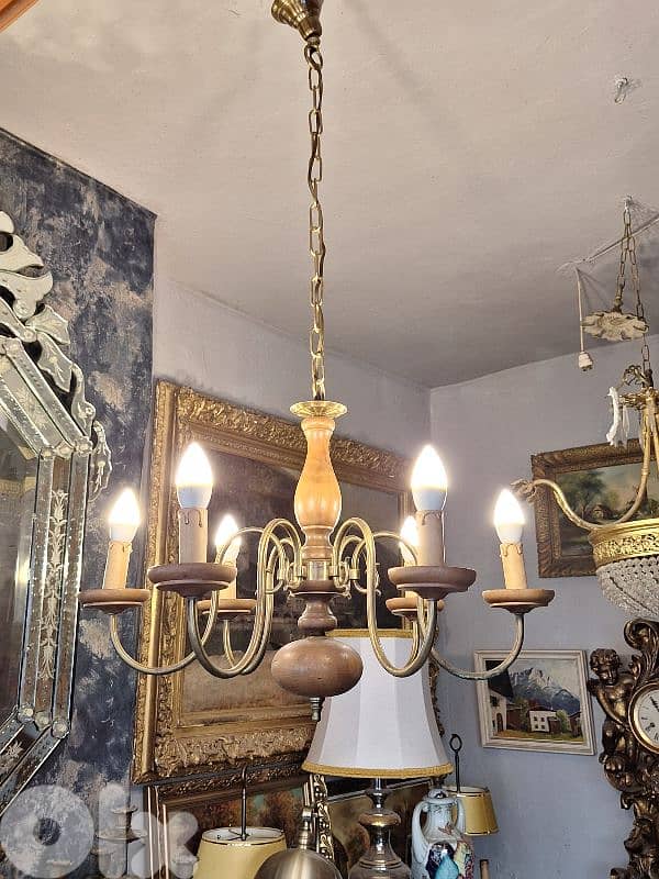 antique flemish 6 lamps chandelier 2
