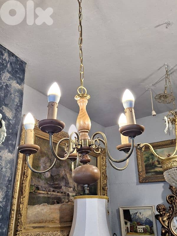 antique flemish 5 lamps chandelier 1