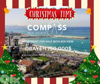 Apartment for sale with sea view in Dbayeh, 300 square meter