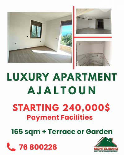 Brand New 165 sqm Luxury Apartment For Sale in Ajaltoun+Installment