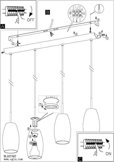 EGLO Batista 3 – Hand-Wiped Glass Pendant Lighting for Dining Rooms 8