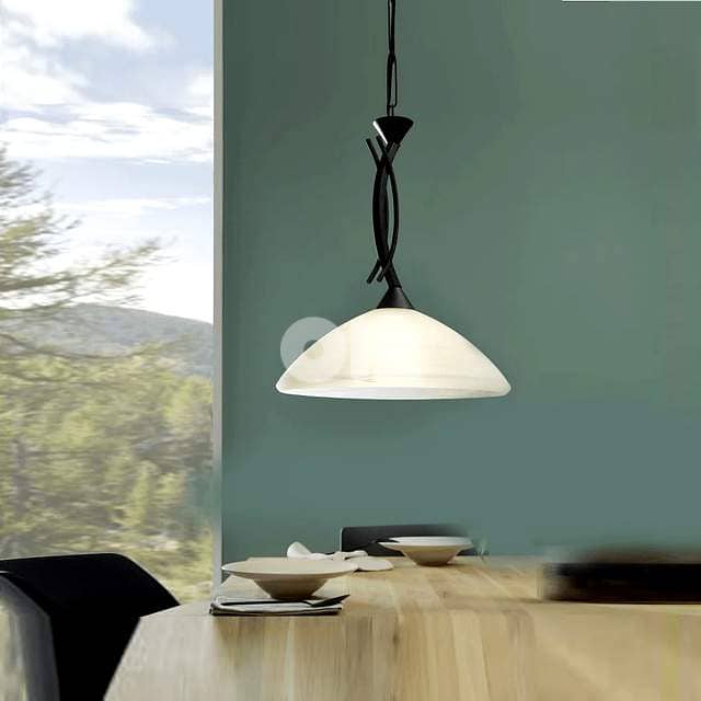 EGLO Vinovo Pendant Light – Classic Dark Brown Alabaster Fixture 2