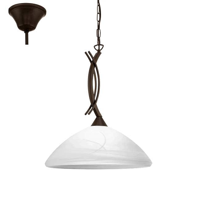 EGLO Vinovo Pendant Light – Classic Dark Brown Alabaster Fixture 3
