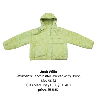 Jack Wills Women’s Short Puffer Jacket With Hood