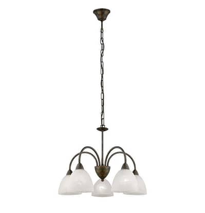 EGLO Dionis Rustic Chandelier with Alabaster Glass Shades