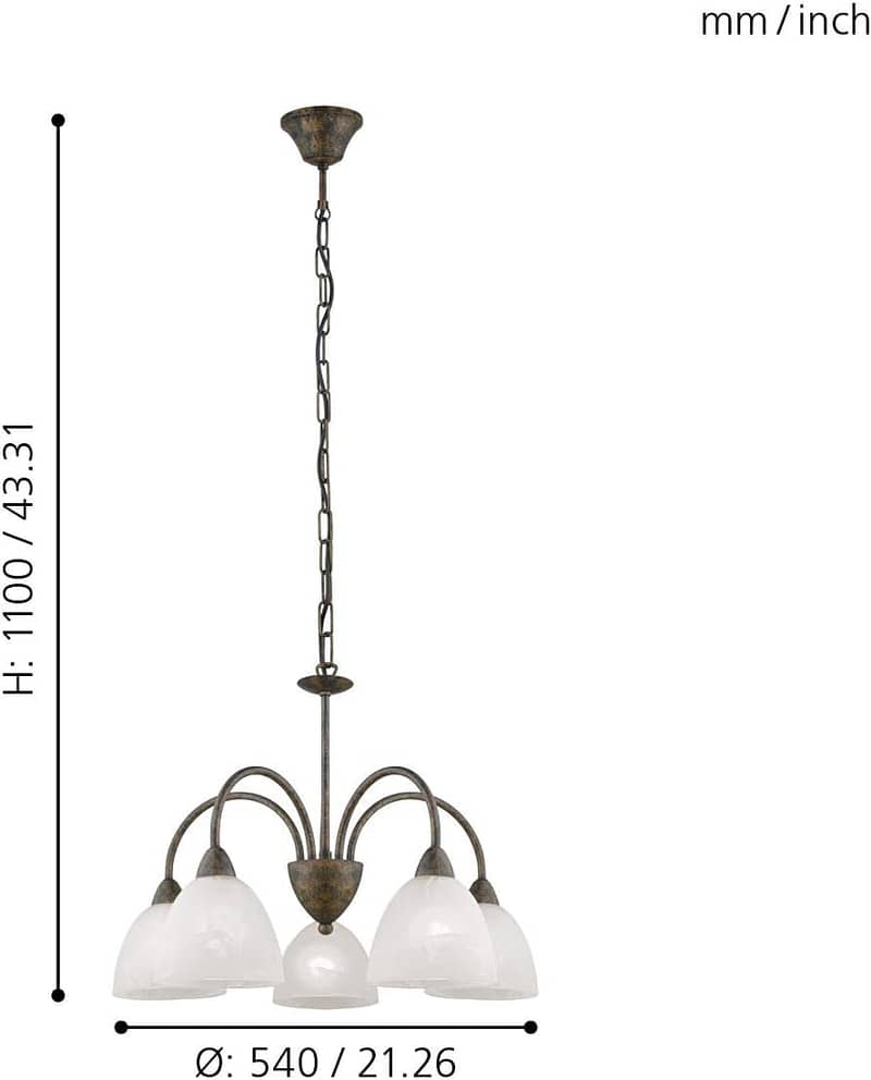 EGLO Dionis Rustic Chandelier with Alabaster Glass Shades 3