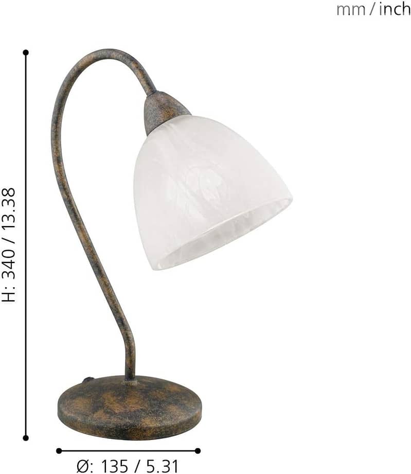 EGLO Dionis Vintage Table Lamp with Alabaster Shade – Rust Finish 3