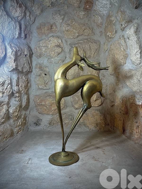 Solid Brass Deer and Cranes 1