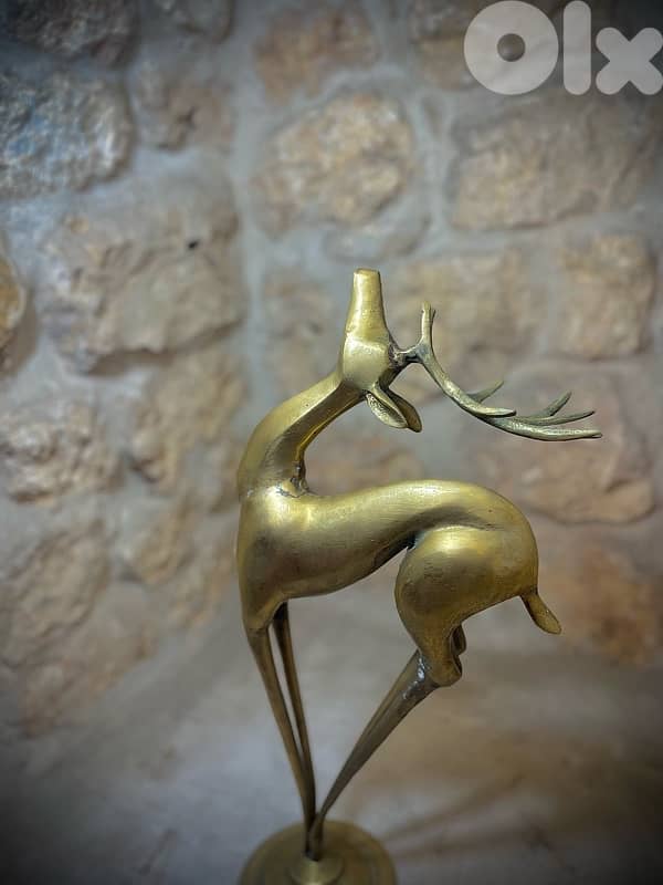Solid Brass Deer and Cranes 2