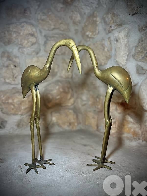 Solid Brass Deer and Cranes 3