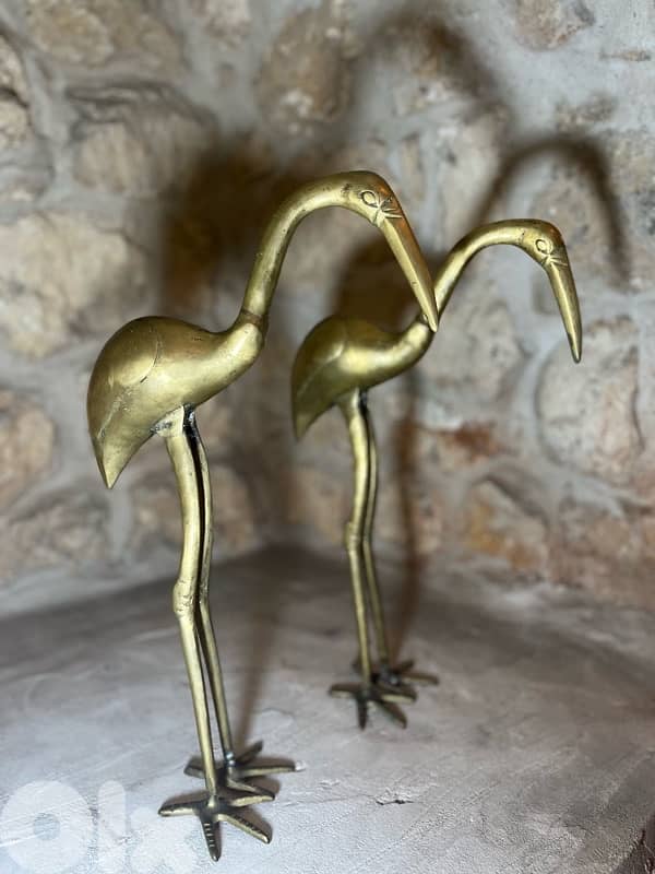 Solid Brass Deer and Cranes 6