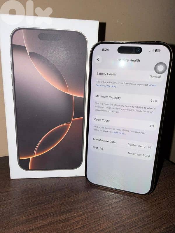 Iphone 16 pro 256GB 94% battery health   0 scratches  2 SIM 1