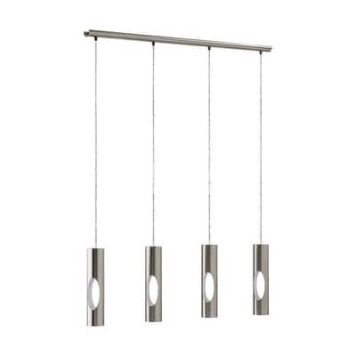 EGLO Ceratella 4‑Light Linear LED Pendant – Satin Nickel, Warm Glow