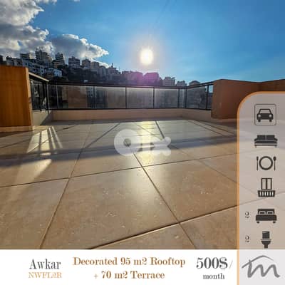 Awkar | Decorated 2 Bedrooms Rooftop + 70m² Terrace | Panoramic View