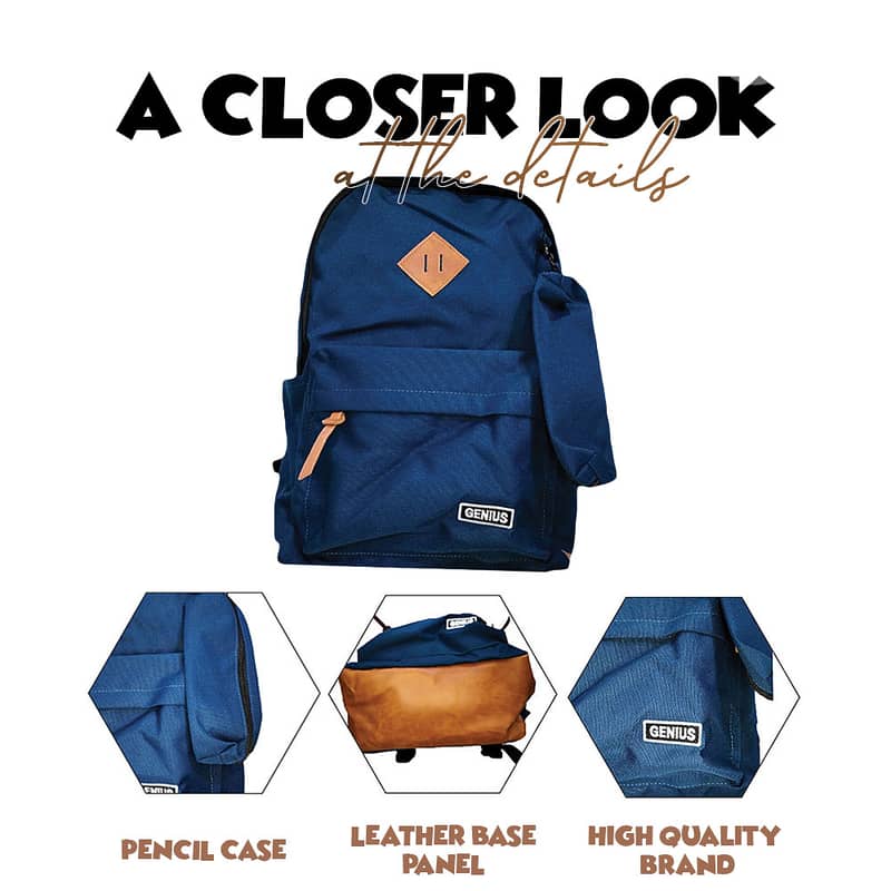 Genius School Bag with Pencil Case 17″ - 002ru - حقيبة مدرسية مع مقلمة 1