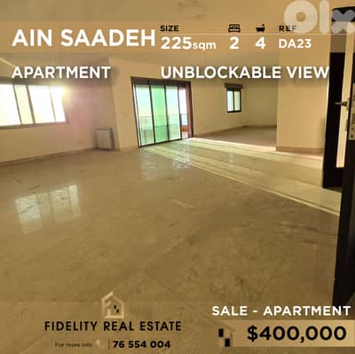 Apartment for sale in Ain Saadeh DA23 شقة للبيع في عين سعادة