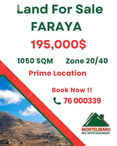 Prime Location 1,050 sqm Land For Sale in Faraya (فاريا)