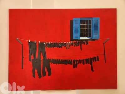 red wall, 150 cm x 90 cm handmade painting