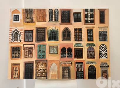 eastern windows, 100cm x 50cm handmade painting
