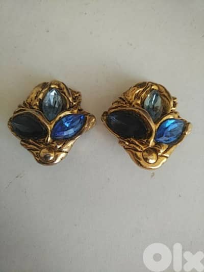 Vintage Kalinger Paris blue rhinestones earrings - Not Negotiable