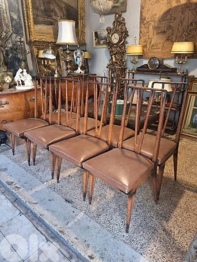 1950 dining 8 chairs leather