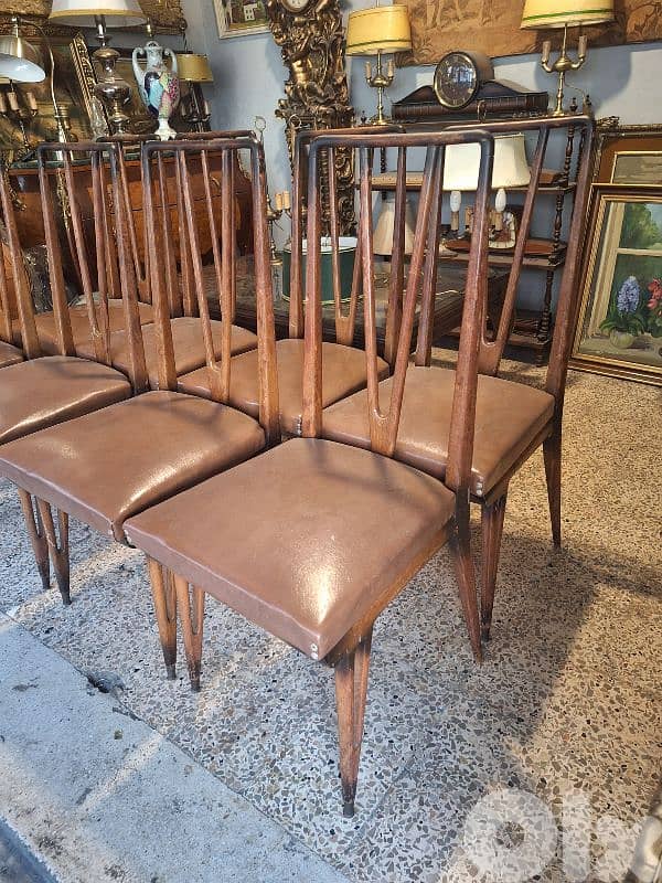 1950 dining 8 chairs leather 1