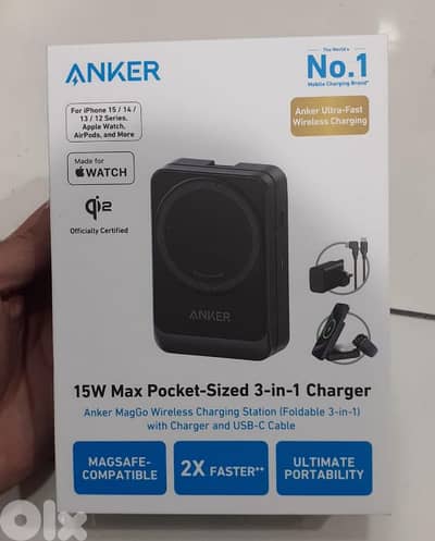 Anker MagGo 15w Wireless Charging Station (Foldable 3-in-1)