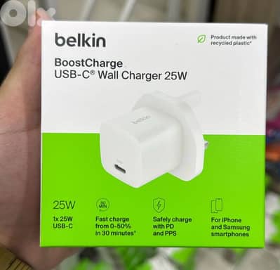 Belkin Boostcharge Usb-c wall charger 25w 3pin white