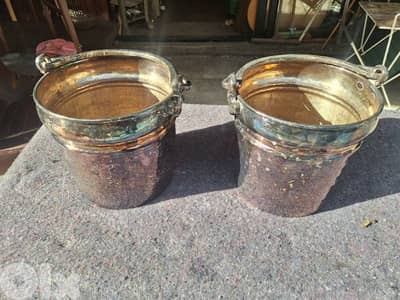 سطل تلج فضة مطلي عدد٢ اصلي قديم