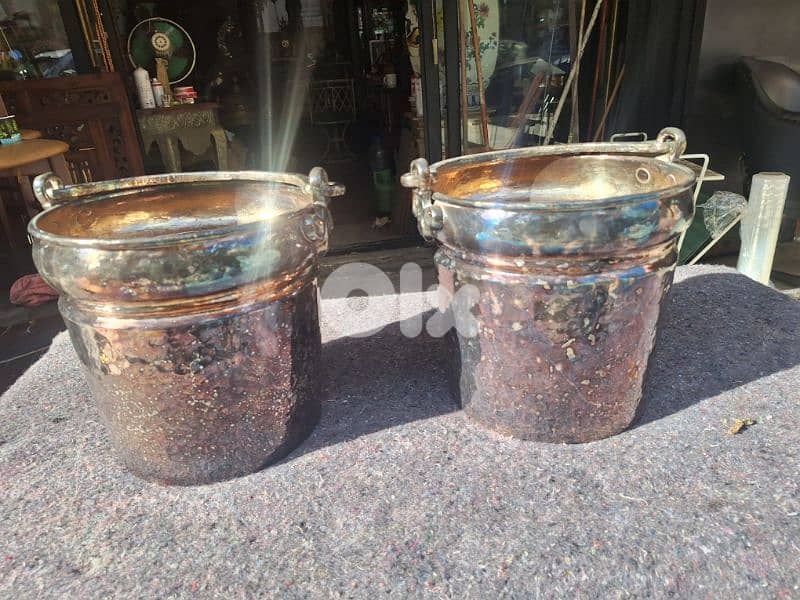سطل تلج فضة مطلي عدد٢ اصلي قديم 1