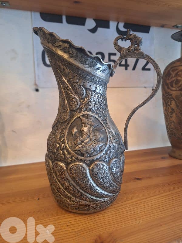 ابريق اصفهاني مفضض رائع جدا نقش يدوي إبرة ناعم جدا 1